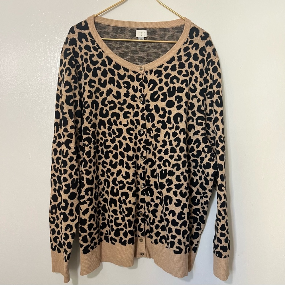a new day Target Animal Print Cheetah Button Up Cardigan Sz 3X